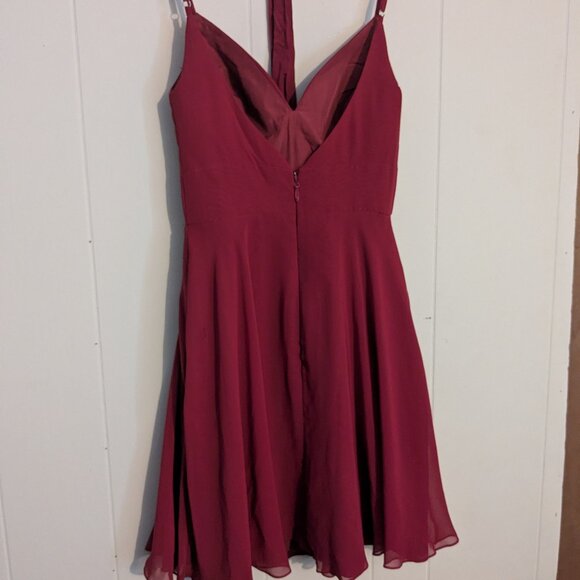 Azazie maroon mini dress A2 - Picture 2 of 5